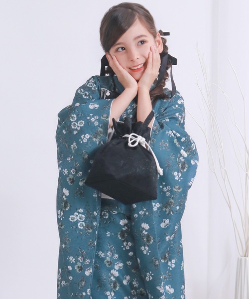 七五三 着物 四つ身 7歳 女の子 15点セット くすみ（着物）｜KYOETSU