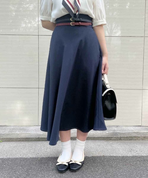 ダブルベルトサマーツイードフレアースカート 夏服（スカート）｜an