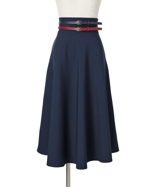 ダブルベルトサマーツイードフレアースカート 夏服（スカート）｜an