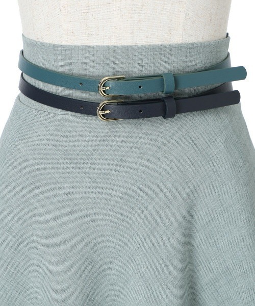 ダブルベルトサマーツイードフレアースカート 夏服（スカート）｜an