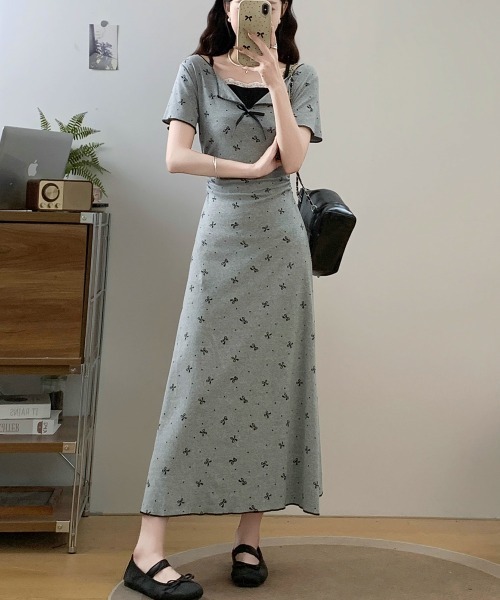 【極美品】 PAULE KA リボン ひざ丈ワンピース 38 opjp1581.jpg