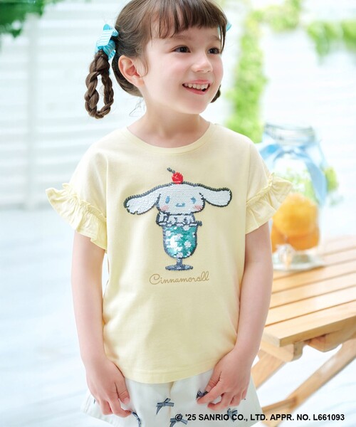ANY(エニィ)の「【any FAM ×サンリオキャラクターズ】ミラクルスパンコール Tシャツ(Tシャツ/カットソー・キッズ・ライラック系/ホワイト系/ライトグリーン系/ライトイエロー系・120/110/100/130)」の4枚目の写真