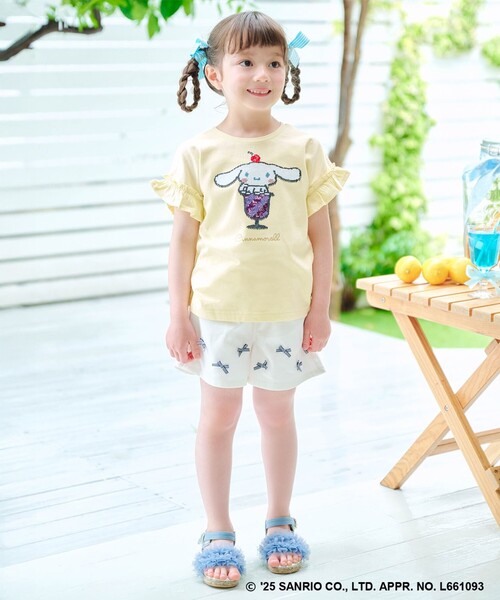 ANY(エニィ)の「【any FAM ×サンリオキャラクターズ】ミラクルスパンコール Tシャツ(Tシャツ/カットソー・キッズ・ライラック系/ホワイト系/ライトグリーン系/ライトイエロー系・120/110/100/130)」の6枚目の写真