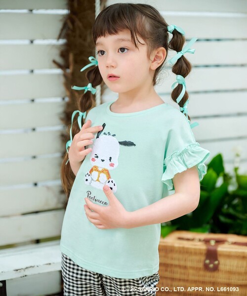 ANY(エニィ)の「【any FAM ×サンリオキャラクターズ】ミラクルスパンコール Tシャツ(Tシャツ/カットソー・キッズ・ライラック系/ホワイト系/ライトグリーン系/ライトイエロー系・120/110/100/130)」の7枚目の写真