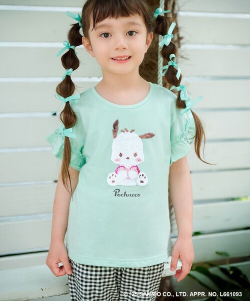 ANY(エニィ)の「【any FAM ×サンリオキャラクターズ】ミラクルスパンコール Tシャツ(Tシャツ/カットソー・キッズ・ライラック系/ホワイト系/ライトグリーン系/ライトイエロー系・120/110/100/130)」の9枚目の写真