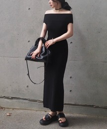 A|X オフショルダー ブラックワンピース オフショルダータイトワンピース（紫）セクシーなオフショルデザイン