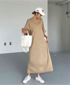 Ribbon Detail Scrub Fabric Maxidresses/リボンスクラブワンピース