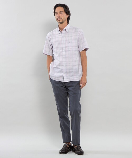 MACKINTOSH LONDON（マッキントッシュ ロンドン）の「パナマチェック半袖ボタンダウンシャツ（シャツ/ブラウス・メンズ・パープル系その他7/ブラウン系その他4・M/L/XL）」の3枚目の写真