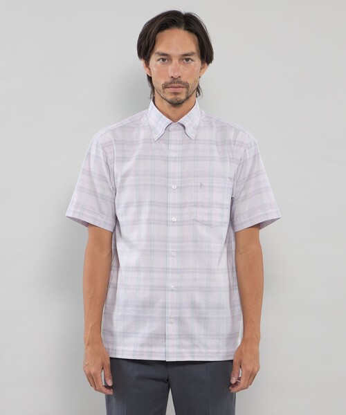 MACKINTOSH LONDON（マッキントッシュ ロンドン）の「パナマチェック半袖ボタンダウンシャツ（シャツ/ブラウス・メンズ・パープル系その他7/ブラウン系その他4・M/L/XL）」の6枚目の写真