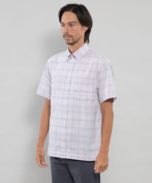 MACKINTOSH LONDON（マッキントッシュ ロンドン）の「パナマチェック半袖ボタンダウンシャツ（シャツ/ブラウス・メンズ・パープル系その他7/ブラウン系その他4・M/L/XL）」の7枚目の写真