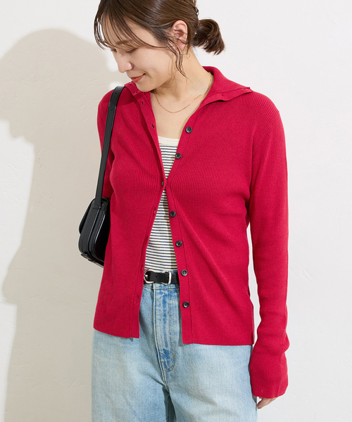 JOURNAL STANDARD(ジャーナルスタンダード)の「ウォッシャブルVOCEリブカーディガン(カーディガン/ボレロ・レディース・レッド/ブラック/チャコールグレー・FREE)」の3枚目の写真