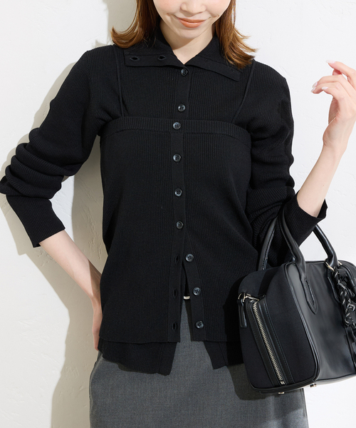 JOURNAL STANDARD(ジャーナルスタンダード)の「ウォッシャブルVOCEリブカーディガン(カーディガン/ボレロ・レディース・レッド/ブラック/チャコールグレー・FREE)」の2枚目の写真