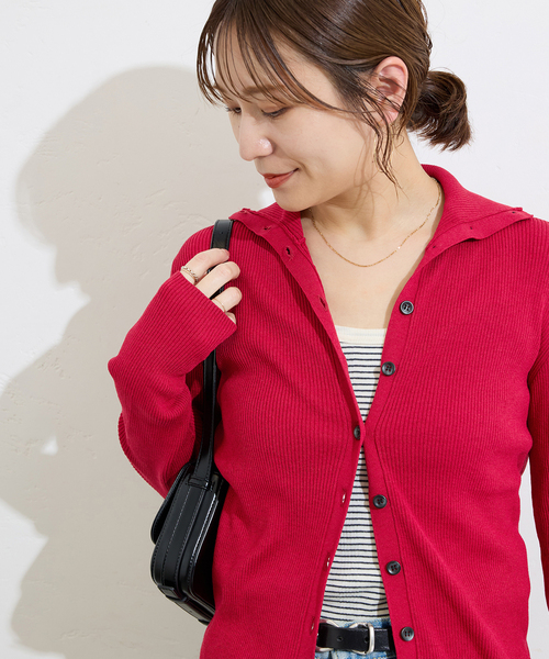JOURNAL STANDARD(ジャーナルスタンダード)の「ウォッシャブルVOCEリブカーディガン(カーディガン/ボレロ・レディース・レッド/ブラック/チャコールグレー・FREE)」の18枚目の写真