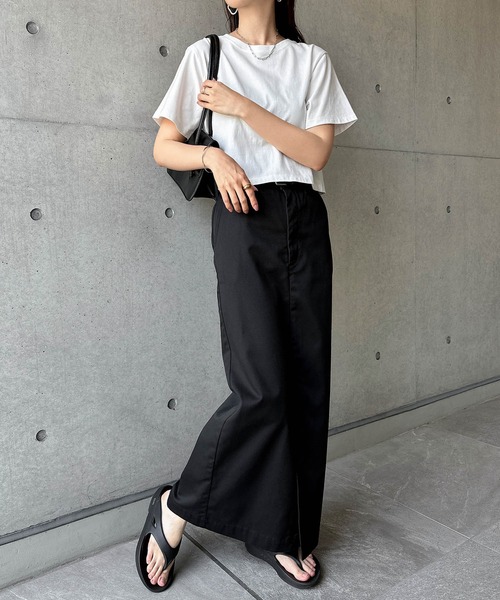 andme(アンドミー)の「前スリットチノロングタイトスカート(スカート・レディース・ベージュ/ブラック・M/L)」の7枚目の写真