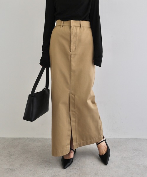 セール】前スリットチノロングタイトスカート（スカート）｜andme