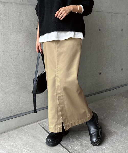 セール】前スリットチノロングタイトスカート（スカート）｜andme