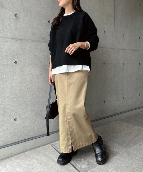 セール】前スリットチノロングタイトスカート（スカート）｜andme