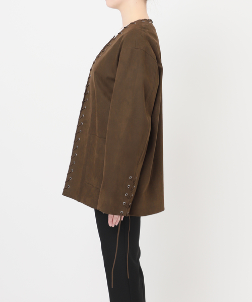 Bonum(ボナム)の「SUEDE-LIKE LACEUP JACKET(ノーカラージャケット・レディース・ブラウン・FREE)」の17枚目の写真