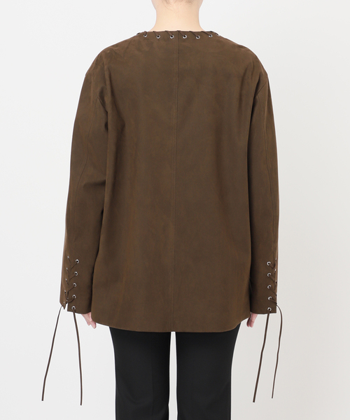 Bonum(ボナム)の「SUEDE-LIKE LACEUP JACKET(ノーカラージャケット・レディース・ブラウン・FREE)」の15枚目の写真