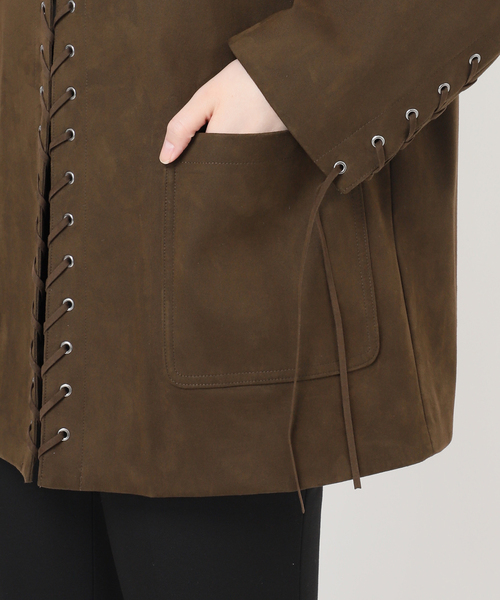 Bonum(ボナム)の「SUEDE-LIKE LACEUP JACKET(ノーカラージャケット・レディース・ブラウン・FREE)」の16枚目の写真