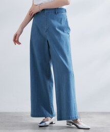 【きれい見え】ストレッチデニムワイドパンツ