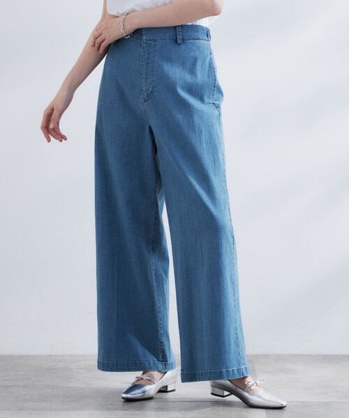 grove（グローブ）の「◆【きれい見え】ストレッチデニムワイドパンツ（デニムパンツ・レディース・ブルー系その他/ネイビー・02/03/01/05/04）」の2枚目の写真