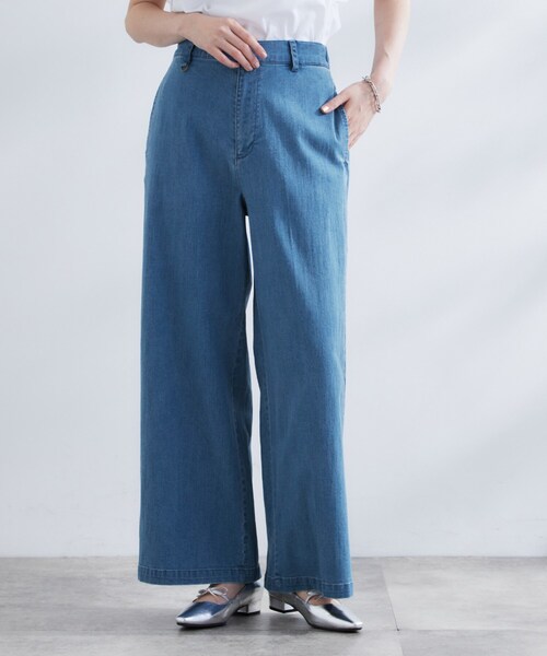 grove（グローブ）の「◆【きれい見え】ストレッチデニムワイドパンツ（デニムパンツ・レディース・ブルー系その他/ネイビー・02/03/01/05/04）」の3枚目の写真