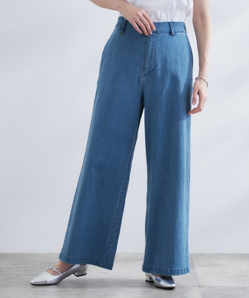 grove（グローブ）の「◆【きれい見え】ストレッチデニムワイドパンツ（デニムパンツ・レディース・ブルー系その他/ネイビー・02/03/01/05/04）」の4枚目の写真