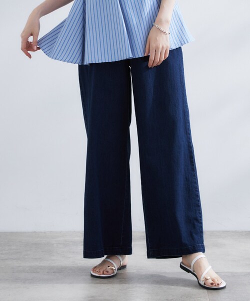 grove（グローブ）の「◆【きれい見え】ストレッチデニムワイドパンツ（デニムパンツ・レディース・ブルー系その他/ネイビー・02/03/01/05/04）」の7枚目の写真