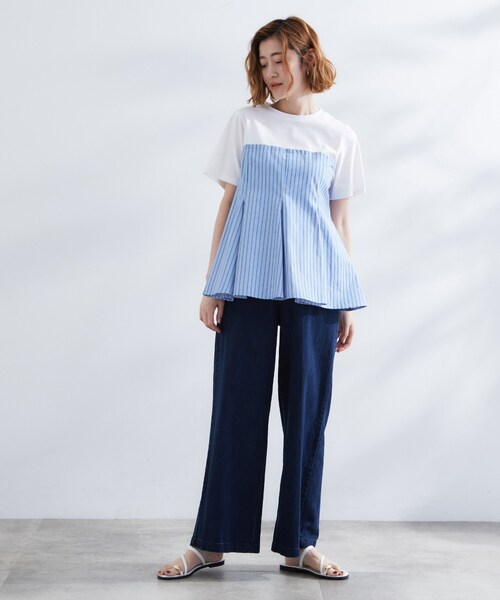 grove（グローブ）の「◆【きれい見え】ストレッチデニムワイドパンツ（デニムパンツ・レディース・ブルー系その他/ネイビー・02/03/01/05/04）」の9枚目の写真