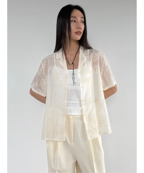 Didot.showroom(ディドット ショールーム)の「ヴィンテージ刺繍レーヨンシャツ(シャツ/ブラウス・レディース・ブラック/アイボリー・FREE)」の2枚目の写真