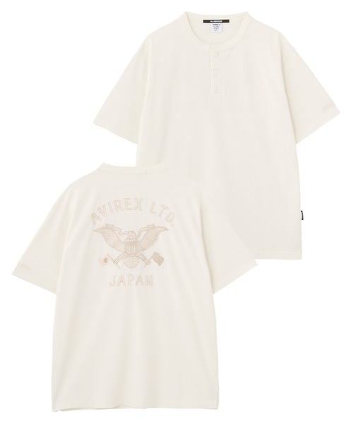 AVIREX（アヴィレックス）の「《SOUVENIR COLLECTION》SUKA HENRYNECK T-SHIRT "EAGLE" / スカ ヘンリーネック 半袖Tシャツ "イーグル" / AVIREX / アヴィレックス（Tシャツ/カットソー・メンズ・オフホワイト/ネイビー・XX-LARGE/X-LARGE/LARGE/MEDIUM）」の16枚目の写真