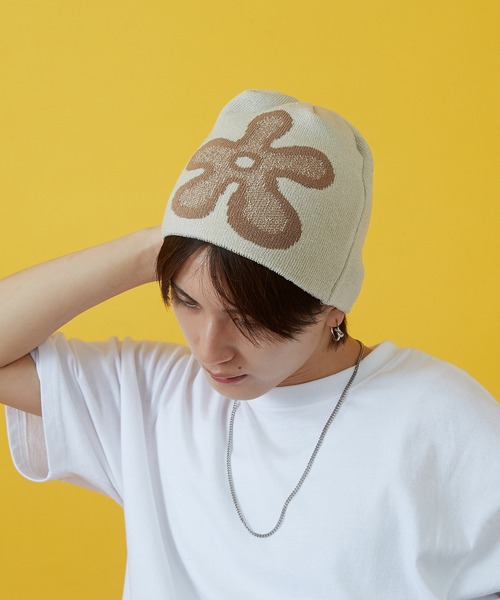 SINOON Flower Beanie ビーニー　ニット帽　韓国 Sinoon】☆ 韓国人気 ☆ Flower Beanie ☆ 3 COLOR (sinoon/ニット