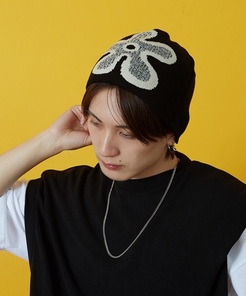 ニットキャップ・ビーニー [USITE] Floral SUMMER Hat BLACK ニットキャップ・ビーニー [USITE] Floral SUMMER Hat BLACK