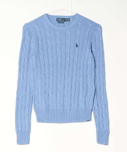 POLO RALPH LAUREN(ポロ ラルフ ローレン)の「ケーブルニット コットン クルーネック セーター(ニット/セーター・レディース・ブルー・L/M/S/XS/XL)」の3枚目の写真