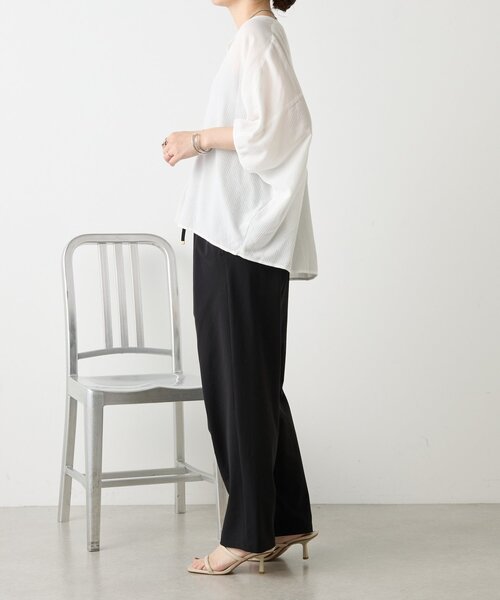 Jena espace merveilleux（ジェナ　エスパスメルヴェイユ）の「シアーサッカードルマンシャツ（シャツ/ブラウス・レディース・ブラック/オフホワイト/イエロー・FREE）」の6枚目の写真