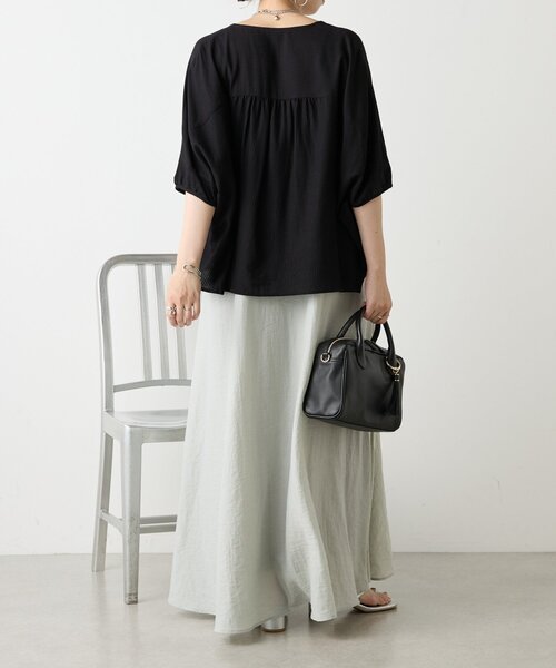 Jena espace merveilleux（ジェナ　エスパスメルヴェイユ）の「シアーサッカードルマンシャツ（シャツ/ブラウス・レディース・ブラック/オフホワイト/イエロー・FREE）」の15枚目の写真