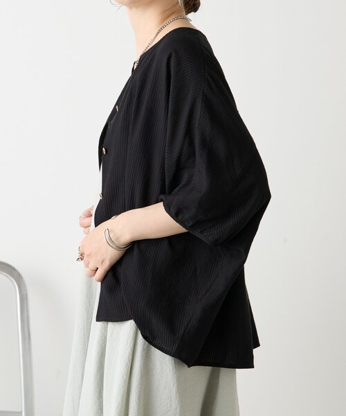 Jena espace merveilleux（ジェナ　エスパスメルヴェイユ）の「シアーサッカードルマンシャツ（シャツ/ブラウス・レディース・ブラック/オフホワイト/イエロー・FREE）」の19枚目の写真