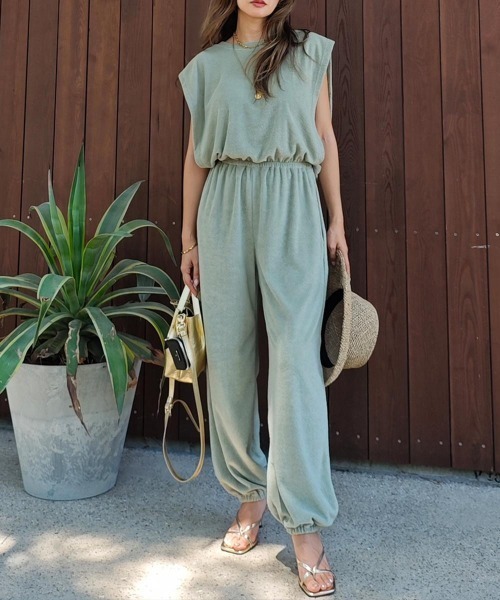 esutoreja（エストレジャ）の「パイルジャンプスーツ（つなぎ/オールインワン・レディース・チャコール/ネイビー/カーキ・FREE）」の3枚目の写真