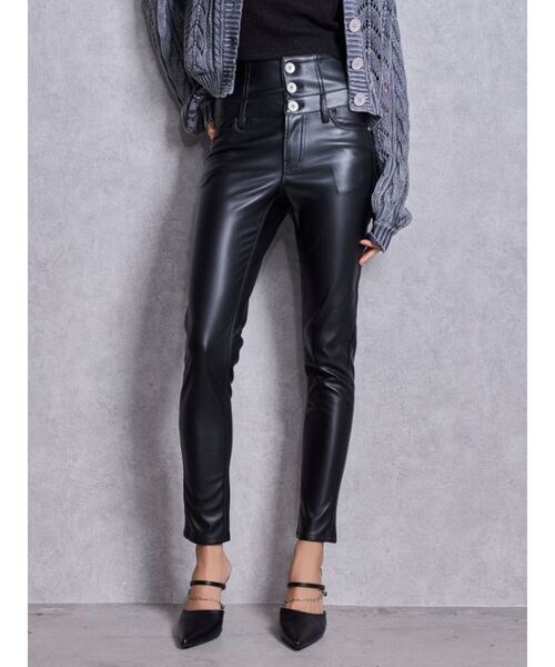 GYDA(ジェイダ)の「ハイウエストBACKクロスフェイクレザーパンツ(その他パンツ・レディース・ブラック・MEDIUM/SMALL/X-SMALL)」の2枚目の写真