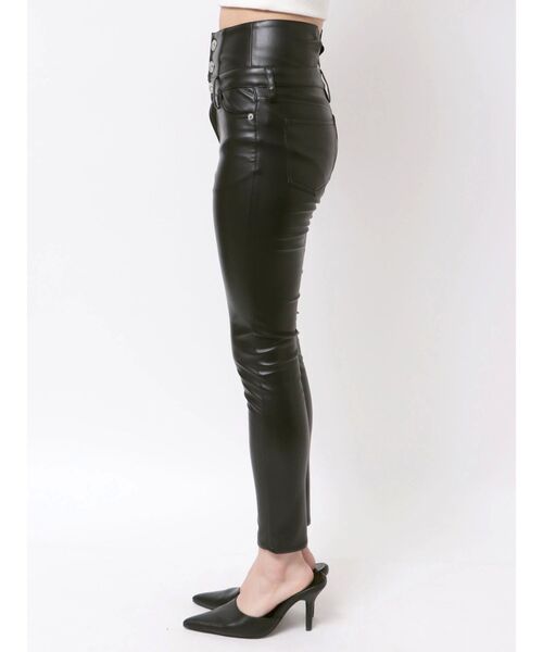 レザーパンツ　レディースMまたはS ハイウエストBACKクロスフェイクレザーパンツ（その他パンツ）｜GYDA