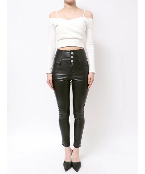 GYDA(ジェイダ)の「ハイウエストBACKクロスフェイクレザーパンツ(その他パンツ・レディース・ブラック・MEDIUM/SMALL/X-SMALL)」の3枚目の写真