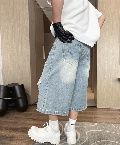 Dream garden(ドリームガーデン)の「ダメージ加工デニムパンツ(デニムパンツ・レディース・ブルー・M/4XL/3XL/2XL/XL/S/L)」の13枚目の写真