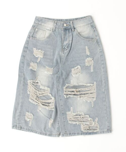 Dream garden(ドリームガーデン)の「ダメージ加工デニムパンツ(デニムパンツ・レディース・ブルー・M/4XL/3XL/2XL/XL/S/L)」の14枚目の写真