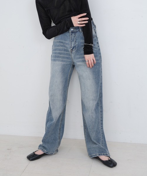 Bab（バブ）の「【M・Lサイズ展開】ダブルボタンデニムパンツ（デニムパンツ・レディース・ブラック/ブルー・M/L）」の14枚目の写真