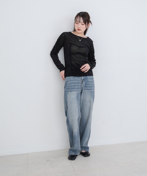 Bab（バブ）の「【M・Lサイズ展開】ダブルボタンデニムパンツ（デニムパンツ・レディース・ブラック/ブルー・M/L）」の15枚目の写真