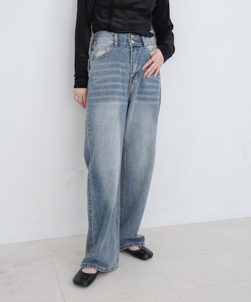 Bab（バブ）の「【M・Lサイズ展開】ダブルボタンデニムパンツ（デニムパンツ・レディース・ブラック/ブルー・M/L）」の16枚目の写真