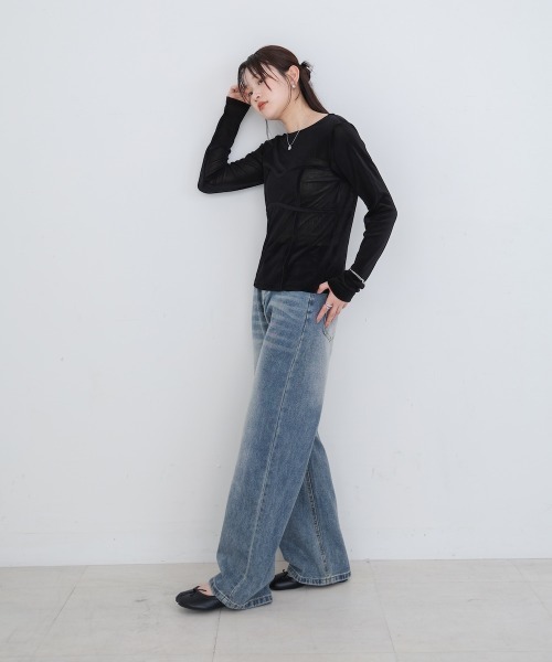 Bab（バブ）の「【M・Lサイズ展開】ダブルボタンデニムパンツ（デニムパンツ・レディース・ブラック/ブルー・M/L）」の17枚目の写真