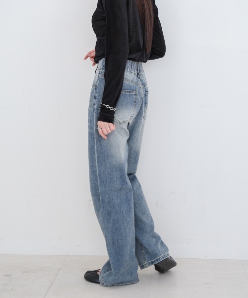 Bab（バブ）の「【M・Lサイズ展開】ダブルボタンデニムパンツ（デニムパンツ・レディース・ブラック/ブルー・M/L）」の18枚目の写真