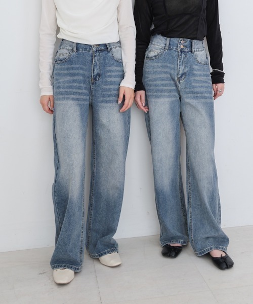 Bab（バブ）の「【M・Lサイズ展開】ダブルボタンデニムパンツ（デニムパンツ・レディース・ブラック/ブルー・M/L）」の21枚目の写真
